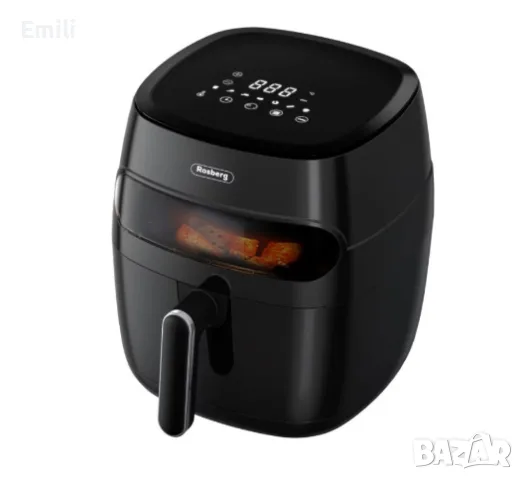 Фритюрник AirFryer, 1350W, 5.2л., LED дисплей, Горещ въздух, Таймер, до 200°C, Черен Фритюрникът е и, снимка 3 - Фритюрници - 55650463
