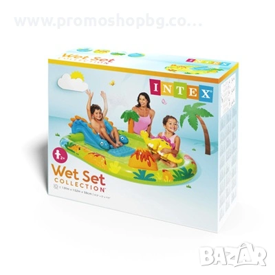 Надуваем детски басейн INTEX, 191x152x58см,с динозаври, с пързалка и фонтан, снимка 4 - Надуваеми играчки - 54123272