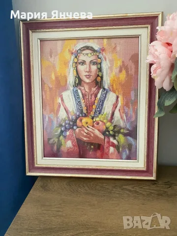 Гоблен ,, Момиче с плодове”, снимка 4 - Гоблени - 55530309