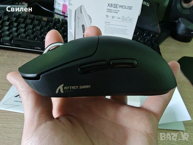 Безжична лека геймърска мишка ATTACK SHARK X8 SE | програмируема USB/BT/2.4GHz | 1k pooling rate, снимка 5 - Клавиатури и мишки - 54223241