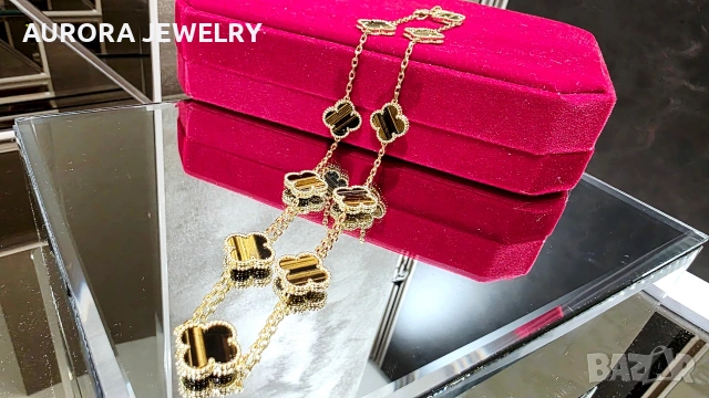 Van Cleef & Arpels VCA 10 Motifs Gold Tiger Eye Vintage Alhambra Дамско Колие, снимка 4 - Колиета, медальони, синджири - 54309184