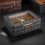 Хумидор за 50 пури – кедър, кожа, стъкло, дигитален хигрометър, снимка 1