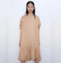 ZARA Стилна бежова памучна рокля , снимка 1