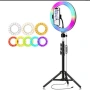 Многоцветен RGB LED ринг със статив - стойка трипод за телефон, снимка 3
