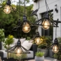 Градинска гирлянда 5.5 м с 6 декоративни LED крушки и метални абажури , снимка 2