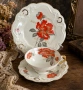 Антикварно трио Sorau Carstens Porzellan Astoria “Blume Orange” (Германия, 1925–1939г.), снимка 1