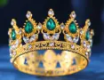 Златна сребърна корона с различен цвят камъни декор украса за торта и дамска детска принцеса парти, снимка 10