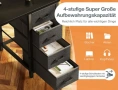 Бюро Coleshome с 4 чекмеджета от плат и рафтове, 100 x 40 см, компактно бюро за компютър с рафтове, снимка 3