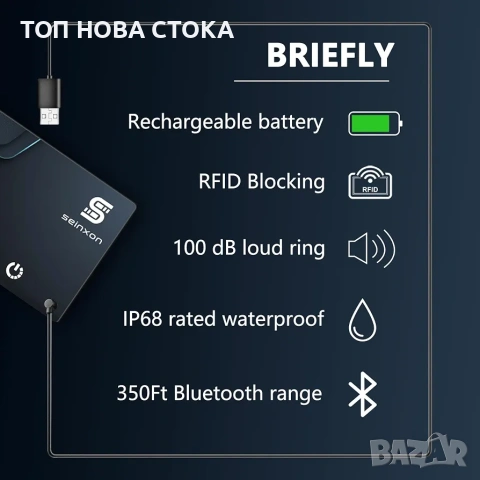 SEINXON Смарт карта тракер за портфейл - Apple Find My, снимка 7 - Друга електроника - 55245297