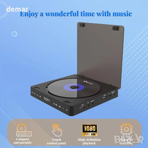 Преносим DVD плейър с HD 1080P видео възпроизвеждане, HDMI/USB/AV свързаност, сензорен екран, снимка 2 - Плейъри, домашно кино, прожектори - 54054792