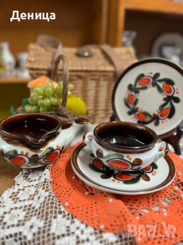 Усмихващ керамичен сет за двама♥️ Две купички с дръжки-300 мл на око  