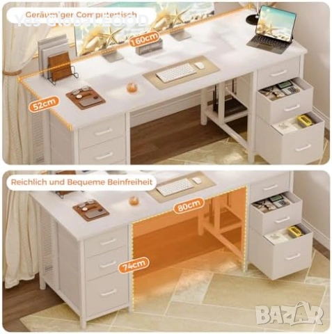 Бюро Coleshome 160см с 6 чекмеджета и USB, снимка 7 - Маси - 54532814