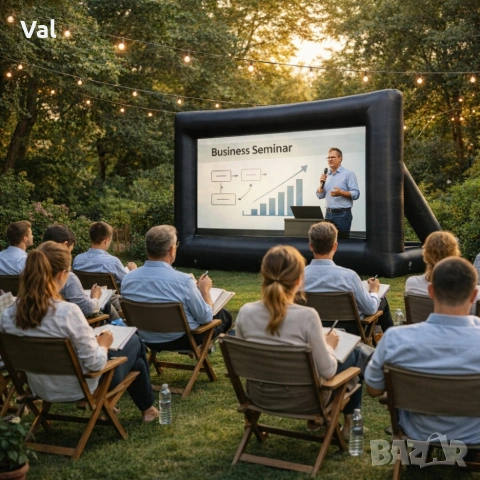 Надуваем проекционен екран за събития и кино на открито – Перфектен за партита и прожекции, снимка 6 - Други - 53968256