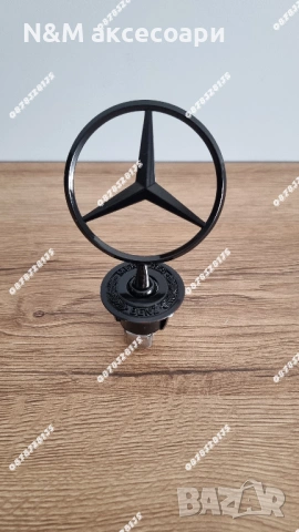Емблема тип мерник за Mercedes-Benz 43мм черен гланц, снимка 4 - Аксесоари и консумативи - 54682143
