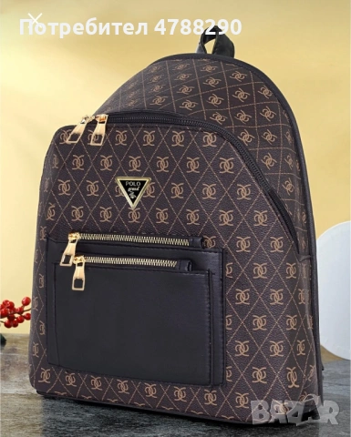 POLOGRAND London Оригинална дамска луксозна комфортна раница с 3 отделения, регулируема презрамка и 