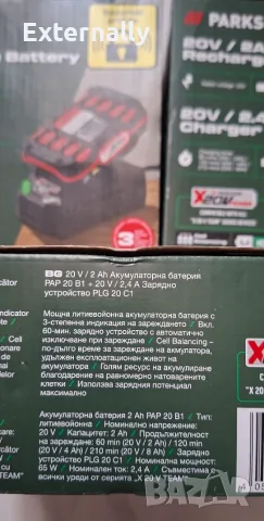 Батерии 20V 2Ah + зарядно PARKSIDE X20V TEAM - Нови, снимка 3 - Други инструменти - 55476666