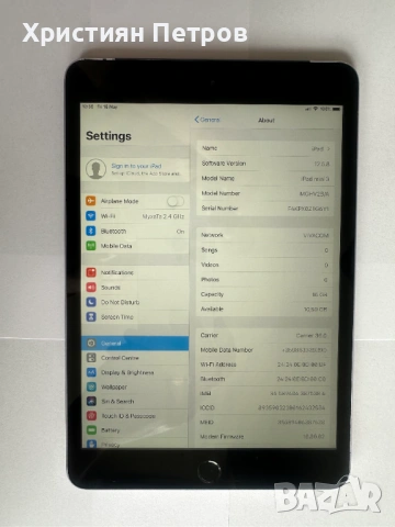 iPad mini 3 Wi-Fi + Cellular - A1600 - Черен - 16GB памет - Фабрично Отключен, снимка 3 - Таблети - 54562743