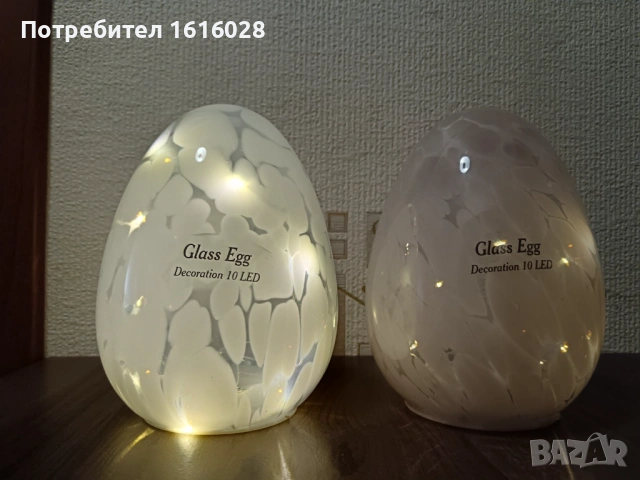Декоративно стъклено великденско яйце със светлини., снимка 13 - Декорация за дома - 53967163