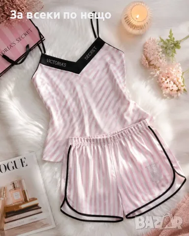 Victoria's Secret Дамска Лятна Пижама Горнище Потник И Къси Панталонки - 13 Цвята Код SK1974, снимка 7 - Пижами - 55627402