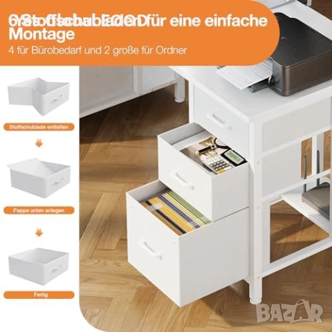 Бюро Coleshome 160см с 6 чекмеджета и USB, снимка 6 - Маси - 54532814