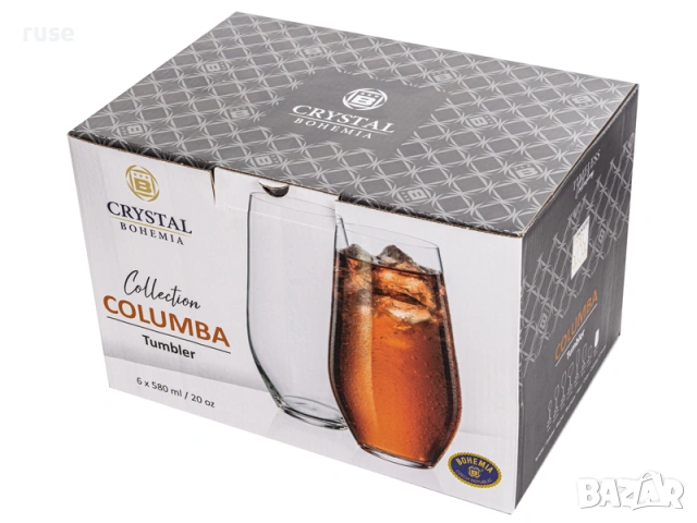 НОВИ! Чаши за вода 6 броя Bohemia Columba 580мл, снимка 6 - Чаши - 54676559