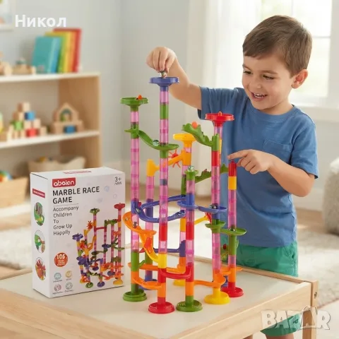 Забавна играчка конструктор- път с топчета 🟡 105 елементи 
