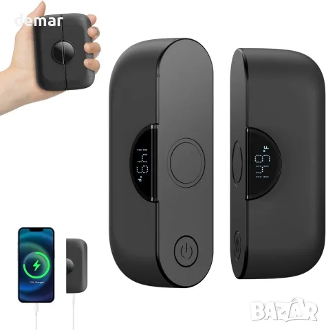 Комплект 2 акумулаторни джобни нагреватели 9000 mAh с Power Bank хендхолдър за отопление на ръце