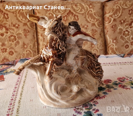 🔥 УНИКАЛНА ГОЛЯМА ПОРЦЕЛАНОВА СТАТУЕТКА – „ДАВИД САСУНСКИ“ 🔥, снимка 10 - Статуетки - 54174677