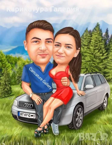 Дигитални Карикатури Портрет Ръчна Рисувана Карикатура Подарък Рожден ден Юбилей Двойка Картини , снимка 14 - Романтични подаръци - 55639231