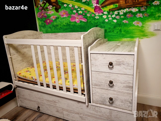 Детска дървена кошара антик повивалник шкафове