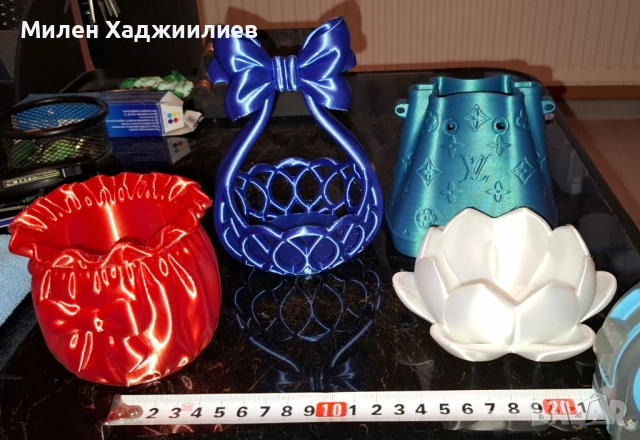Фигури за декупаж - кошница, моливник, лилия и чанта