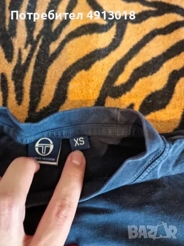 Оригинална мъжка тениска Sergio Tacchini – тъмносиня с оранжево лого