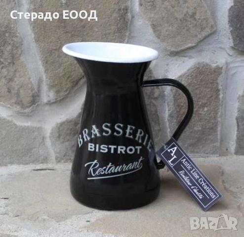 МЕТАЛНА КАНА "BRASSERIE", ЧЕРНА, снимка 2 - Аксесоари за кухня - 54889369