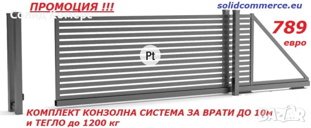 Комплект"Направи си сам"Италианска Конзолна система за врати до10м и до1200кг