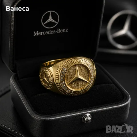 Масивен мъжки пръстен Mercedes Luxury с кристали