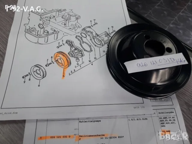 026121031D**NEU**VAG**VW**AUDI**РЕМЪЧНА ШАЙБА ЗА ВОДНА ПОМПА ** , снимка 2 - Части - 55376508