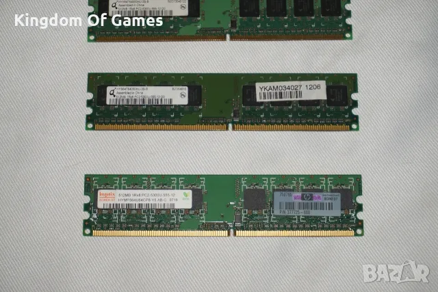 Лот от 28 броя RAM ПАМЕТ DDR2 512MB/DDR3 2GB/1GB Тествана и Работеща за Настолен Компютър, снимка 4 - RAM памет - 55501350