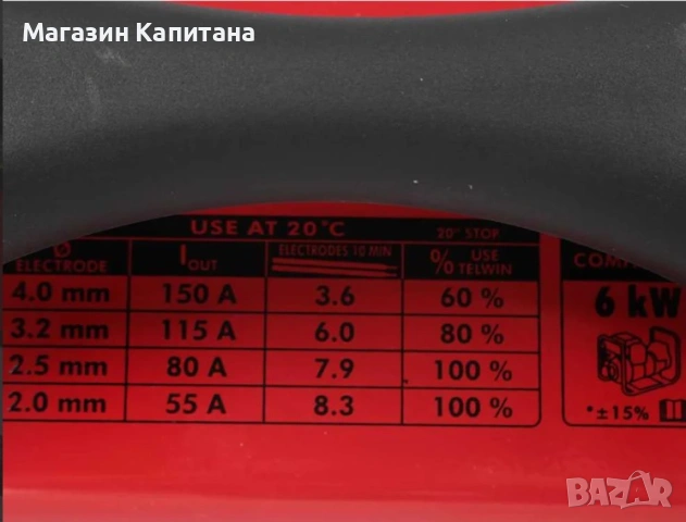 Инверторен заваръчен апарат TELWIN ИТАЛИЯ FORCE 165, 31 А, 1.6 - 4.0 мм, с куфар, снимка 3 - Други машини и части - 54779841
