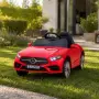 Червена акумулаторна кола Mercedes Benz CLS350 с кожена седалка 12V, снимка 1
