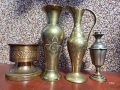 Лот медни антики - кана, амфора, вазичка, парфюмник, мастилница, снимка 2