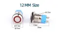 Фиксиран метален бутон – 12mm/12V Momentary self-reset, снимка 3