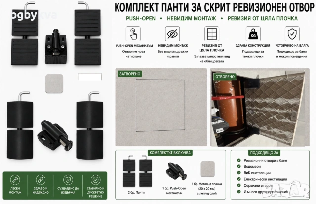 Панти за скрит монтаж на ревизионна вратичка | Ревизия за баня