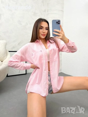 🎀Дамска розова риза с джоб, снимка 3 - Ризи - 54784391