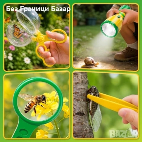 Нова играчка Образователен комплект за изследване на природа за деца с фенерче бинокъл и лупа, снимка 4 - Образователни игри - 54636718