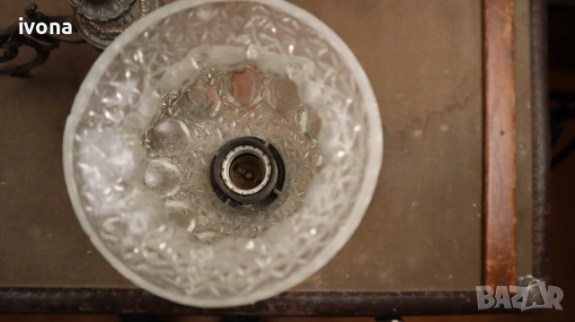 Стар полилей от мед и бронз. Три лампи с фасунга E27., снимка 6 - Полилеи - 54344019