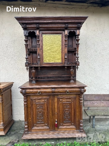 Масивен антикварен шкаф-кабинет с изключително богата ръчна резба, снимка 2 - Бюфети - 53959131
