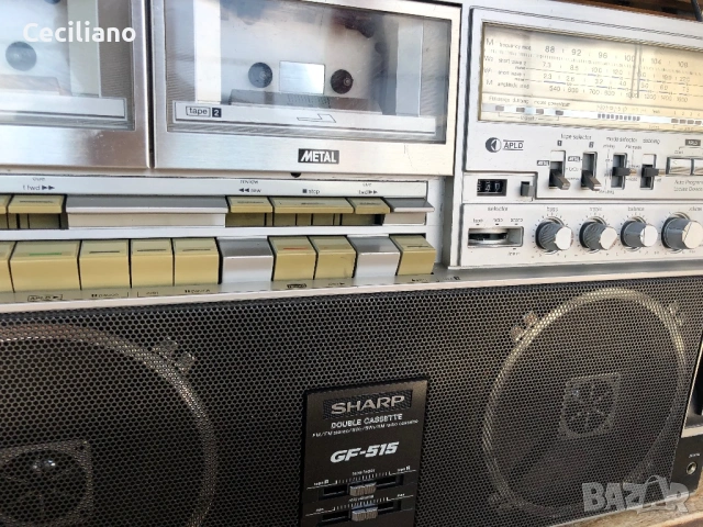 Радиокасетофон Boombox Sharp GF-515Z (1979г.), снимка 7 - Радиокасетофони, транзистори - 54670324