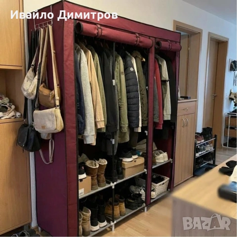 Трикрилен Текстилен Гардероб, снимка 2 - Гардероби - 54215235