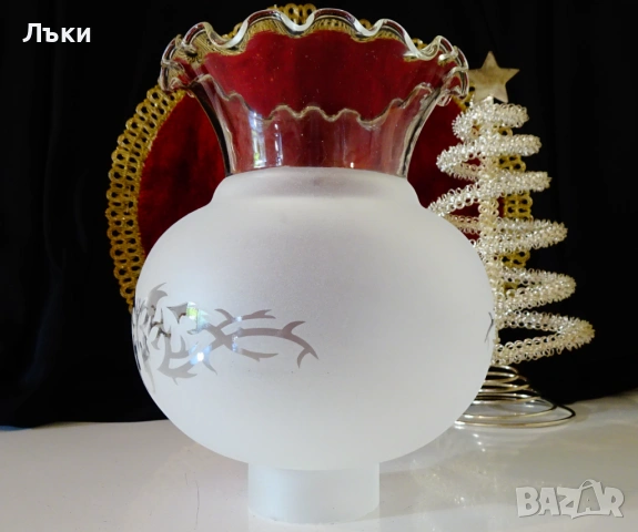 Стъклен абажур 19 см.,пеперуди., снимка 3 - Други - 54646207