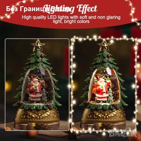 Нов Декоративен коледен фенер снежен глобус с LED светлина сняг 3D празнична украса за дома, снимка 5 - Декорация за дома - 54132121